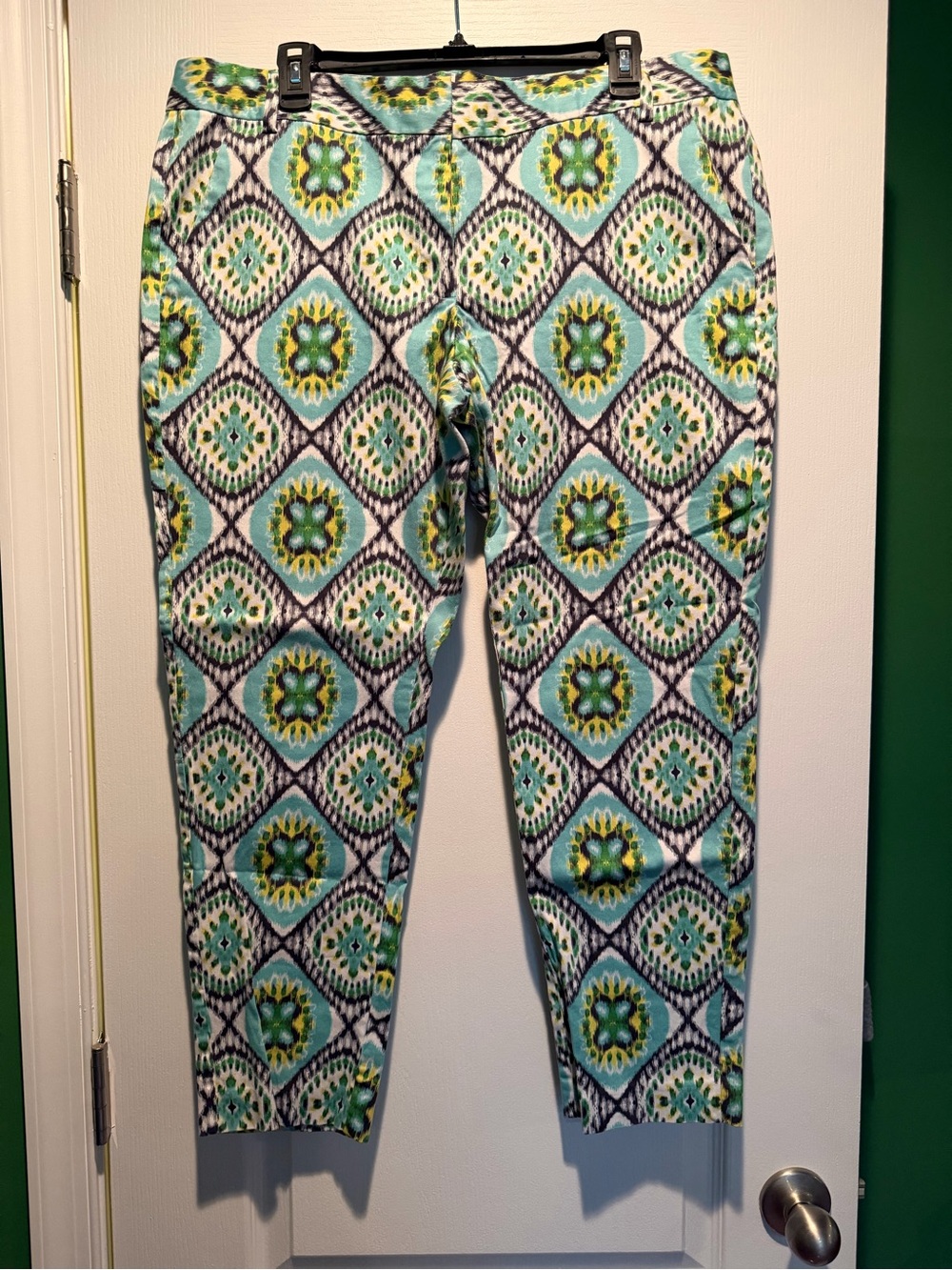 Women’s Teal and Green Geometric Print pants size 16
